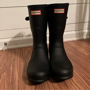 Hunter Original Short Adjustable Back Rain Boots, Women Size 10- Black